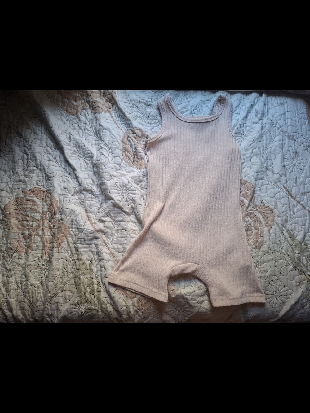 Kids Ribbed Sleeveless One-Piece Romper in Light Pink